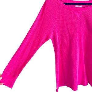 Pink Old Navy Thermal Barbie Core soft stretchy waffle knit